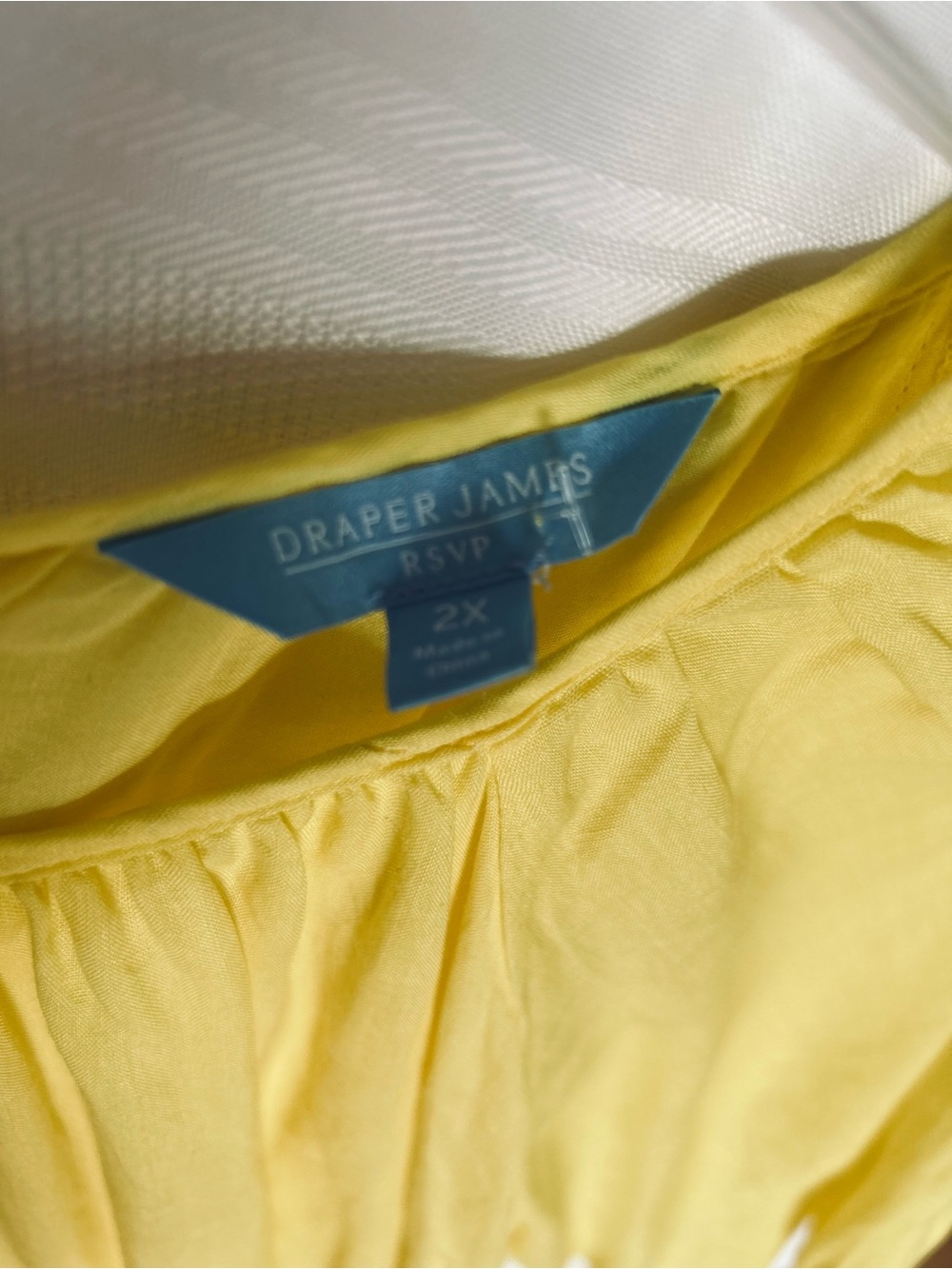 Plus size 2X Draper James Yellow boho midi dress with elastic waist and pockets. - Picture 8 of 10